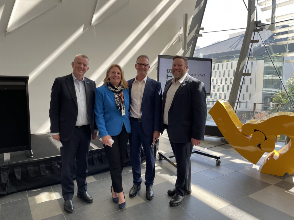 With Professor Debra Anderson, Dean of the Faculty of Health, Professor Toby Newton-John, Head of School, Graduate School of Health and Andy Moore 