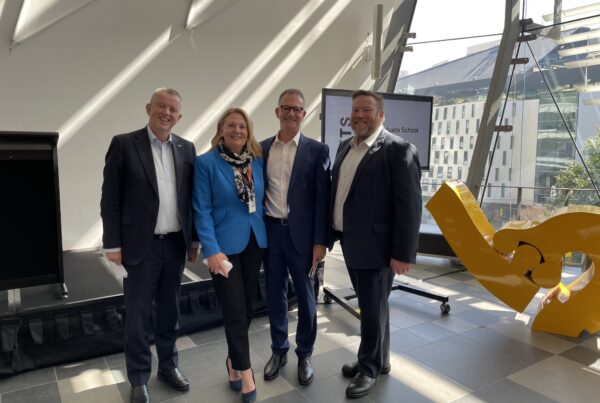 With Professor Debra Anderson, Dean of the Faculty of Health, Professor Toby Newton-John, Head of School, Graduate School of Health and Andy Moore